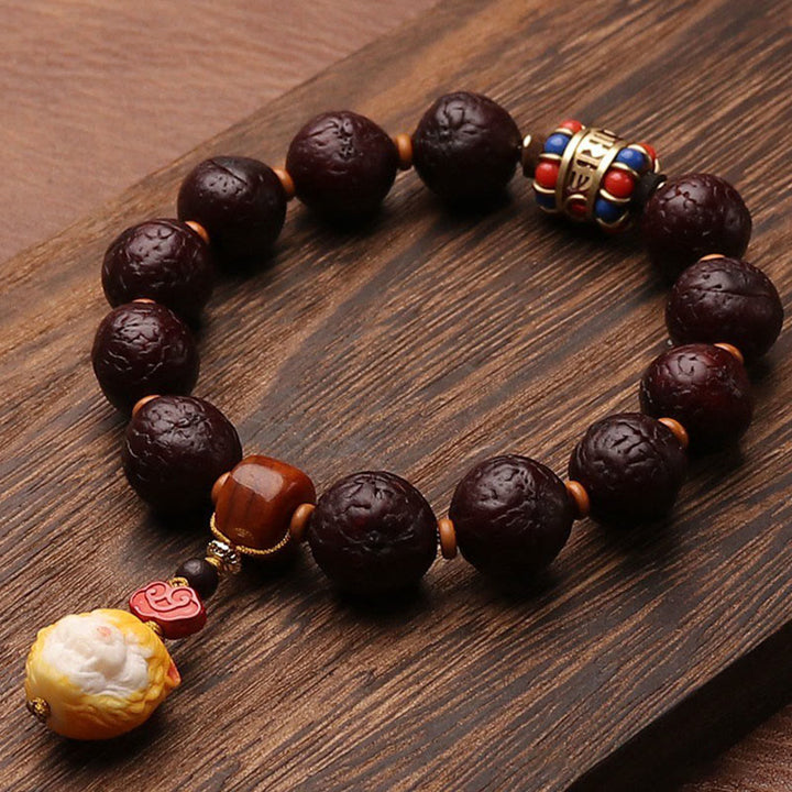 Buddha Stones Tibetano Bodhi Seme Agata Perlina Fortuna Ricchezza Nappa Ciondolo Polso Mala