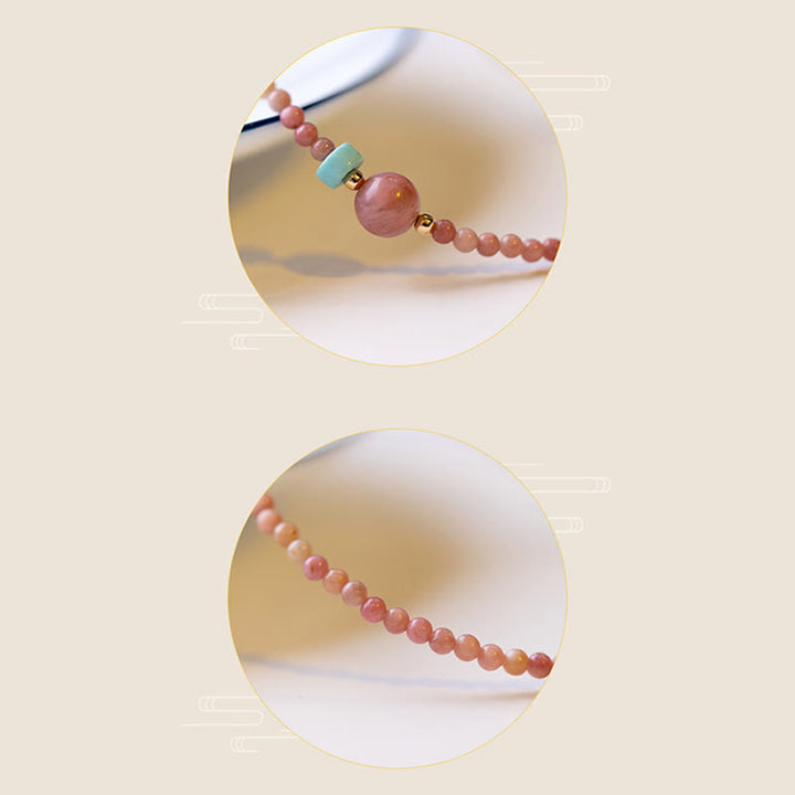 Bracciale a catena con energia amorevole in rodonite naturale placcato oro 14K Buddha Stones