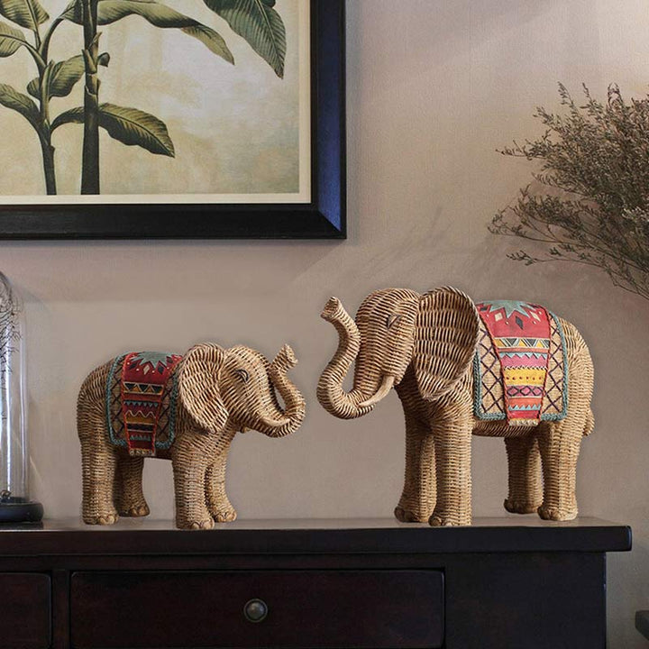 Decorazione per la casa in resina con elefante, saggezza e ricchezza