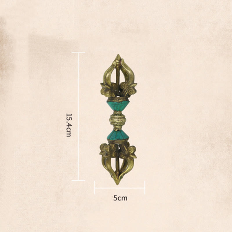 Buddha Stones Tibetano a cinque punte Vajra Dorje Artigianale Nepal Potere spirituale Decorazione in rame