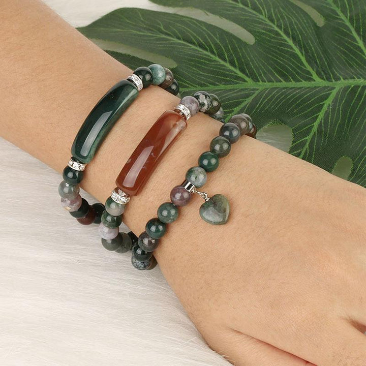 Braccialetto di perline curative con cuore d'amore in quarzo naturale Buddha Stones