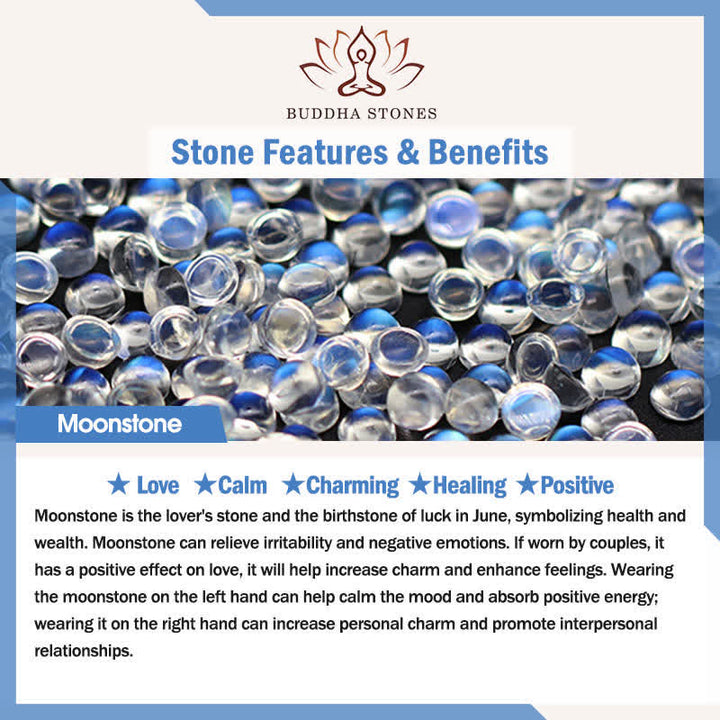 Braccialetto dell'amore curativo con pietra di luna Buddha Stones