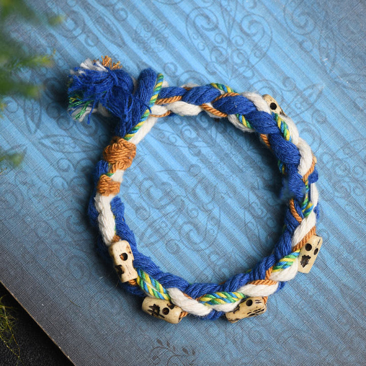 Buddha Stones Tibetano Zakiram Dea della Ricchezza Perlina Incisa Braccialetto Fatto a Mano della Fortuna