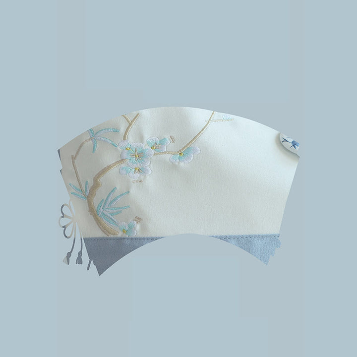 Borsa a tracolla grande capacità in tela con ricamo in bambù, prugna, fiore di pera, pesco