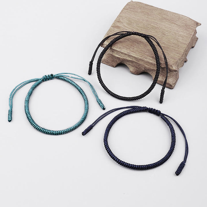 Buddha Stones Tibetano 3 Pezzi King Kong Knot Amuleto Fatto a Mano Braccialetto di Forza