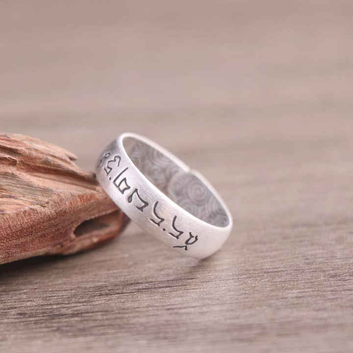 Anello di benedizione Buddha Stones 999 Sterling Silver Lotus Elephant Six True Words