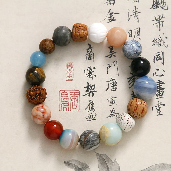 Buddha Stones Pietra di cristallo naturale di Bodhi Agata Braccialetto che tiene lontani gli spiriti maligni