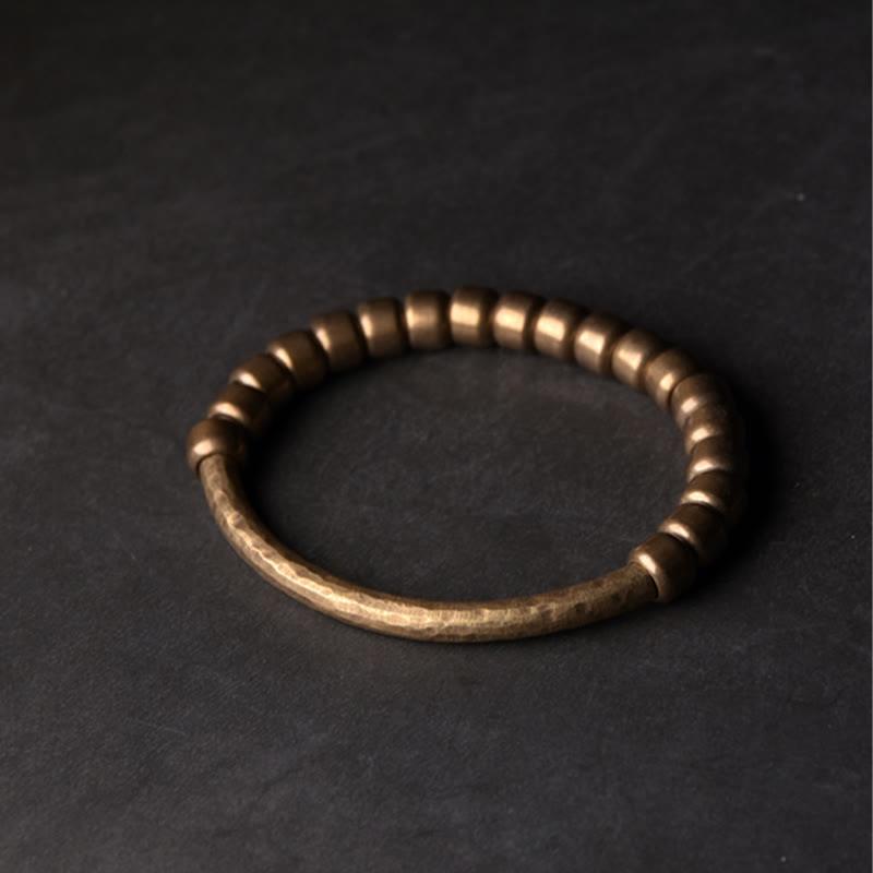 Braccialetto di perline di ottone e rame con design semplice Buddha Stones, fortuna e ricchezza