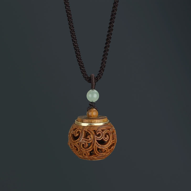 Buddha Stones Tibet Sandalo verde Palissandro Om Mani Padme Hum Loto Collana pendente rilassante positivo - Sandalo verde bottiglia rotondo - image 17