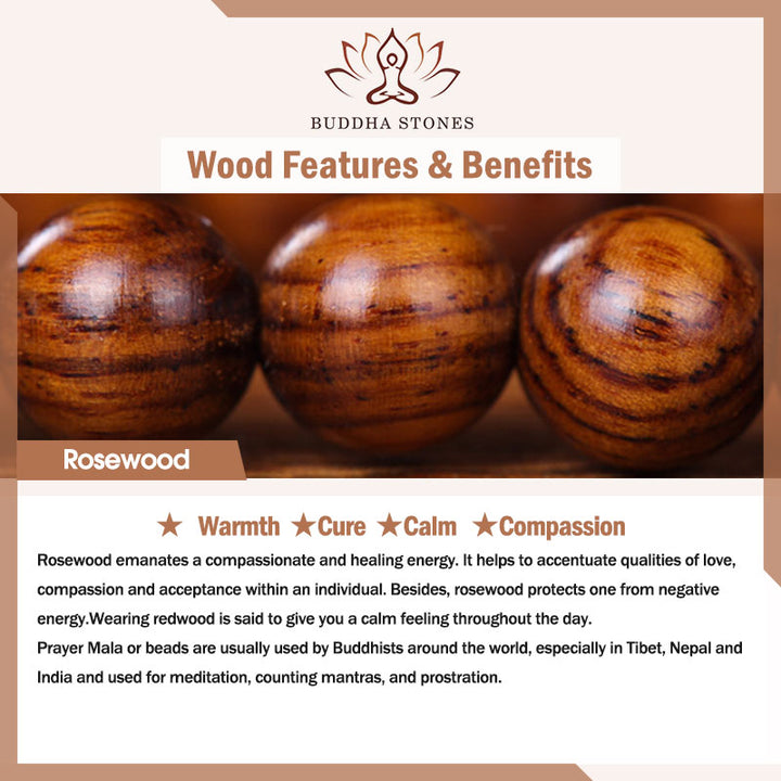 Braccialetto di protezione della tigre con incisione in palissandro tibetano e Buddha Stones