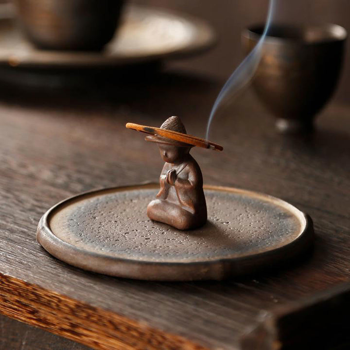 Bruciatore di incenso in ceramica per meditazione e guarigione spirituale di piccole dimensioni