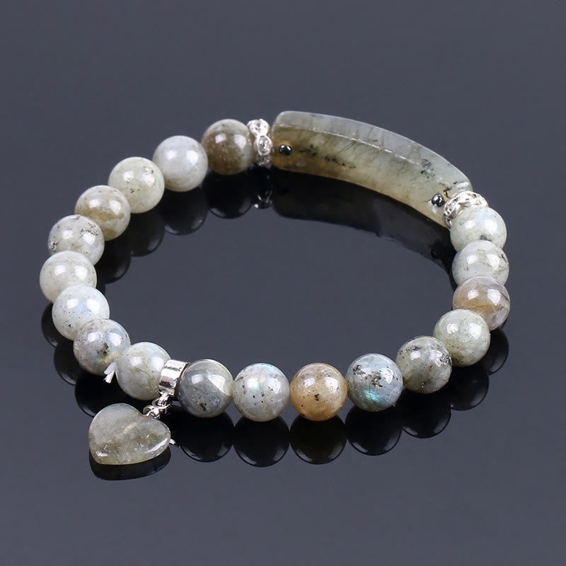 Braccialetto di perline curative con cuore d'amore in quarzo naturale Buddha Stones