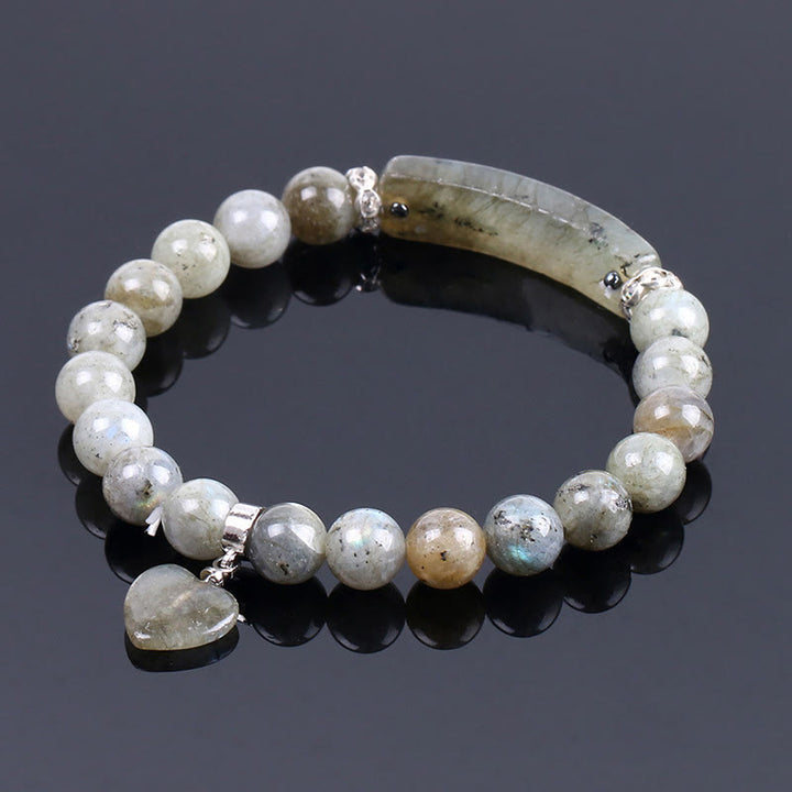Braccialetto di perline curative con cuore d'amore in quarzo naturale Buddha Stones