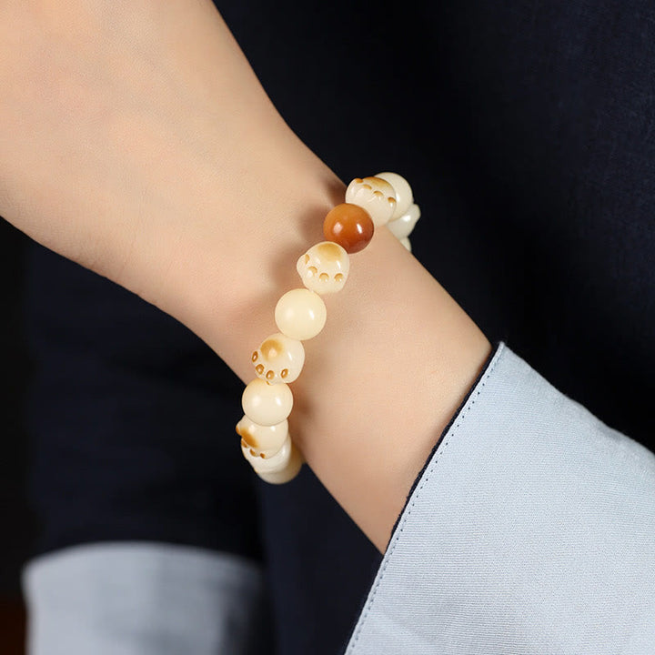 Buddha Stones Semi di Bodhi naturali Sandalo Fortunato Gatto Carino Testa Zampa Artiglio Braccialetto della Pace - image 18