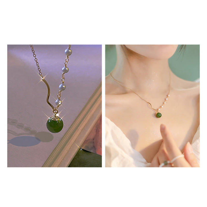 Pietre del BuddhaPerla di giada naturale di HetianPerla della fortunaCollana pendente