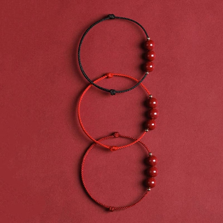 Braccialetto alla caviglia con cordino di benedizione in perline di cinabro fortunato naturale Buddha Stones
