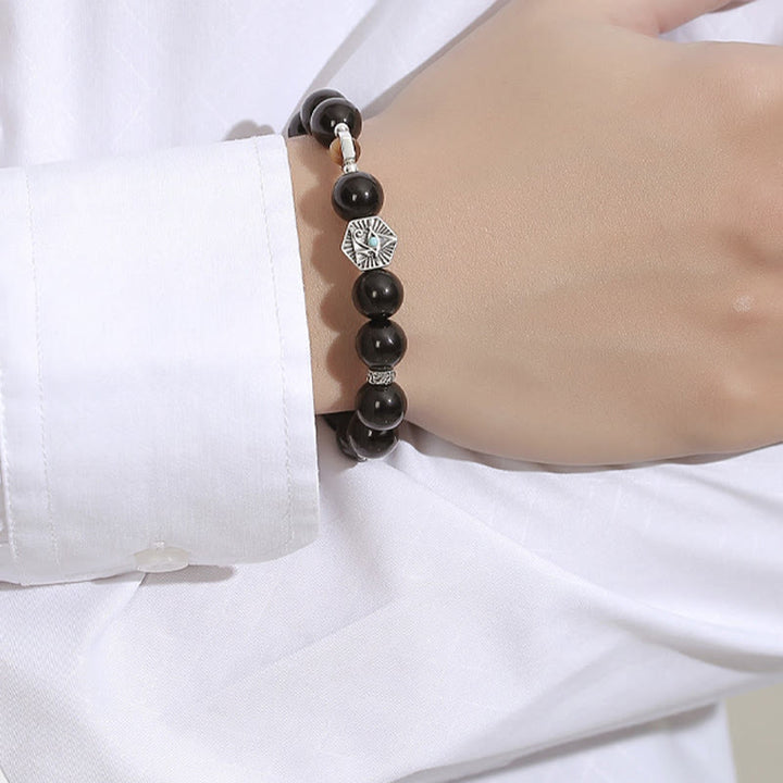 Braccialetto di purificazione Occhio di Tigre Occhio della Provvidenza in Argento Sterling 925 Buddha Stones