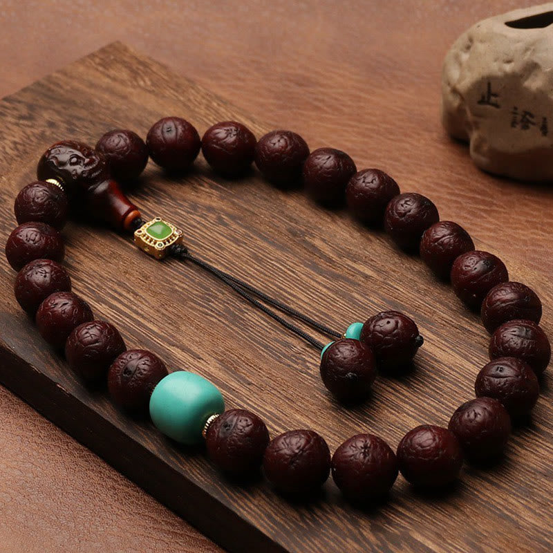 Buddha Stones Tibetano Bodhi Seme Agata Perlina Fortuna Ricchezza Nappa Ciondolo Polso Mala