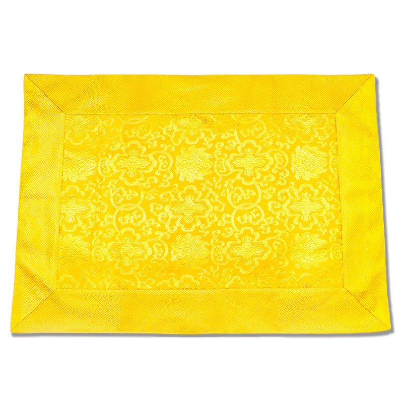 Tappetino jacquard con motivo a drago e fiori per altare di preghiera, simboli tibetani di buon auspicio