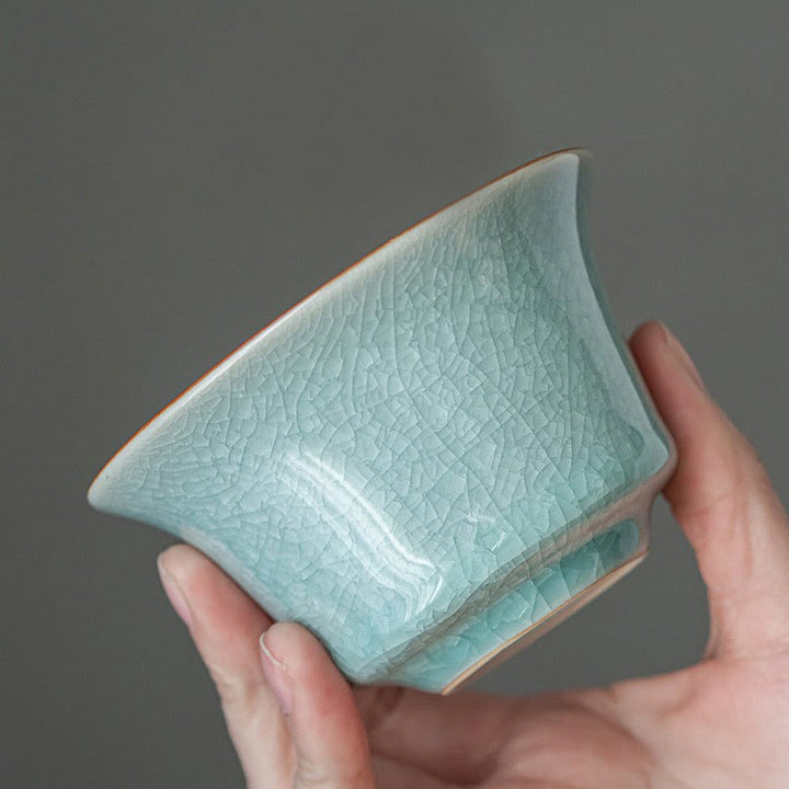 Buddha Stones Retro Green Ice Glaze Ceramic Gaiwan Sancai Tazza da tè Kung Fu Tazza da tè e piattino con coperchio