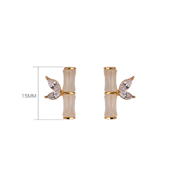 Orecchini a bottone con motivo di bambù e agata rossa, in argento sterling 925, Buddha Stones e giada ciano di Hetian, giada bianca e motivo di bambù