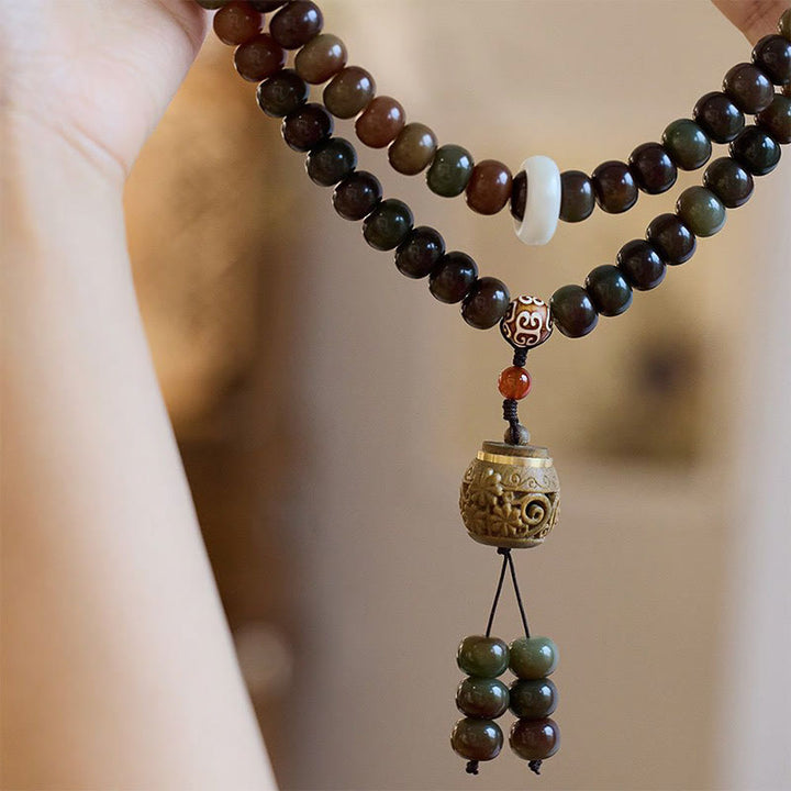 Buddha Stones 108 Mala Beads Dunhuang Color Bodhi Seed Dzi Bead Keep Away Evil Spirits Bracciale