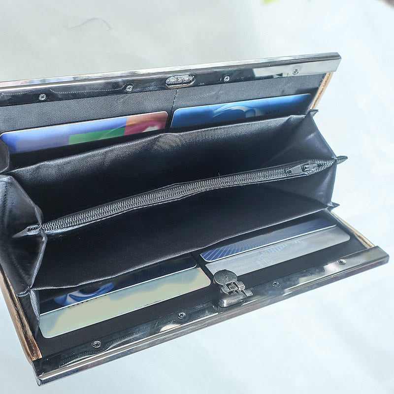 Portafoglio portasoldi grande capacità con ricamo a doppia faccia, Buddha Stones, fiori di prugna, fiori di pesco, bambù, borsa per la spesa - image 2