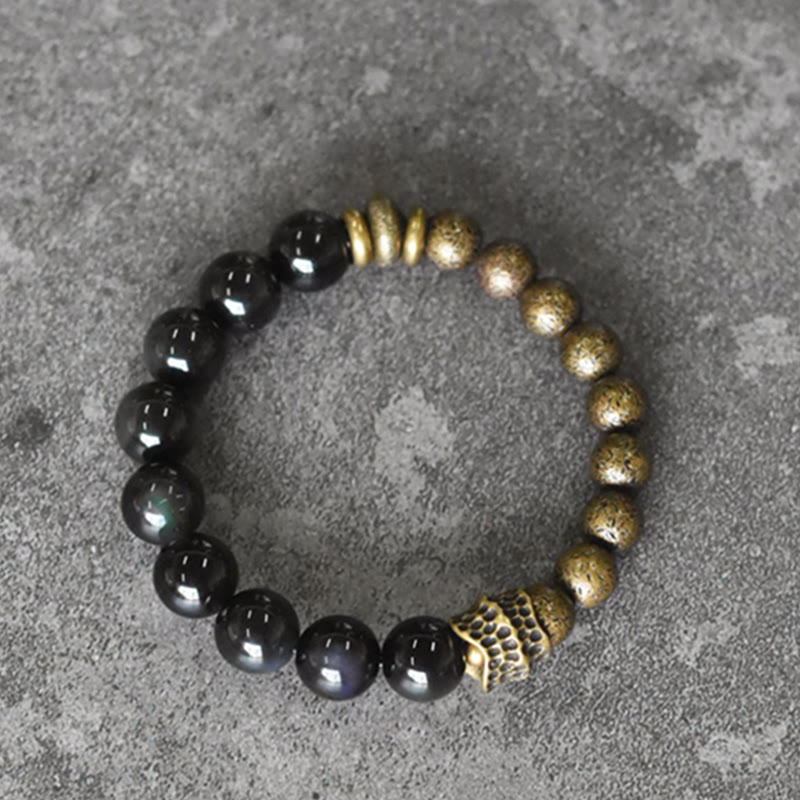 Bracciale Buddha Stones Rainbow Obsidian Copper Bead Positive Transformation