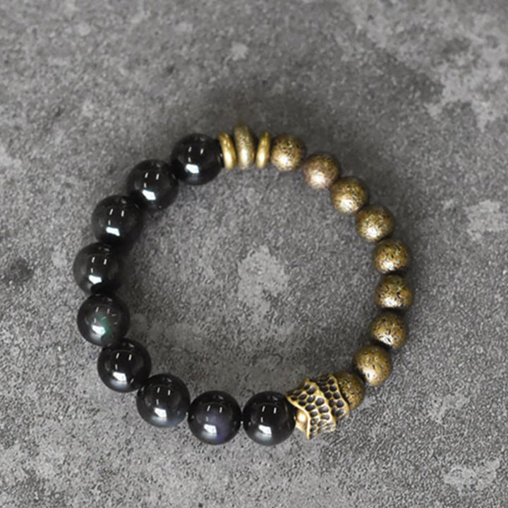 Bracciale Buddha Stones Rainbow Obsidian Copper Bead Positive Transformation