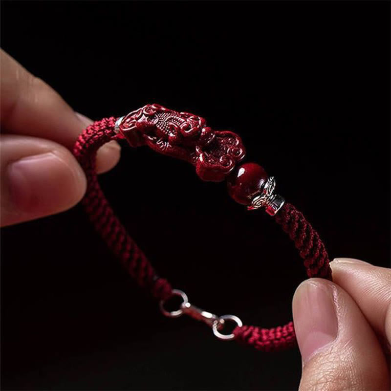 Bracciale intrecciato con Buddha Stones, PiXiu, Cinabro, Ricchezza e Fortuna, fatto a mano