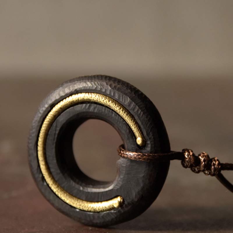 Collana con ciondolo in legno di ebano, cerchio zen, Buddha Stones , pace e calma - image 14