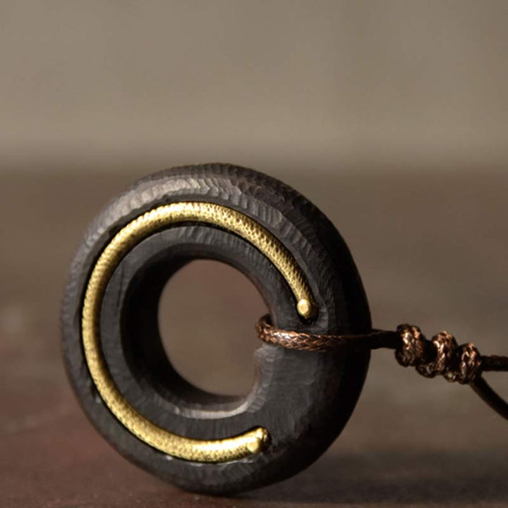 Collana con ciondolo in legno di ebano, cerchio zen, Buddha Stones , pace e calma - image 14