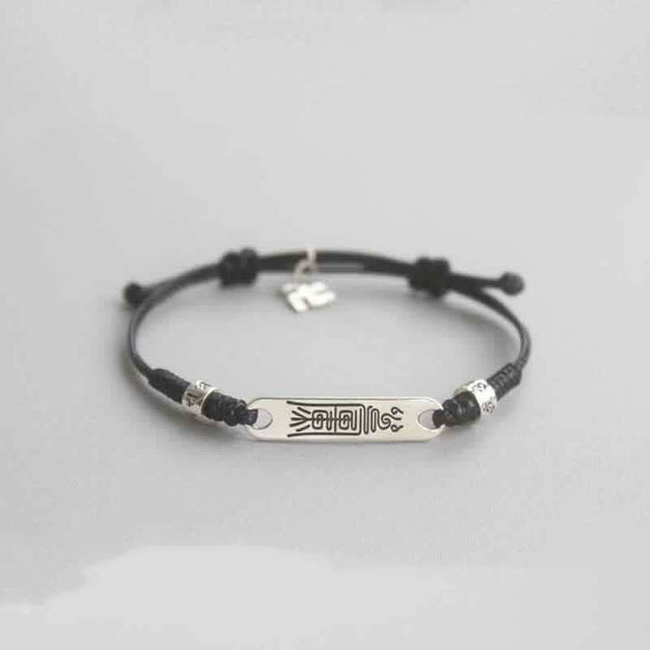 Braccialetto Buddha Stones 925 Sterling Silver Red String Luck Strength Treccia