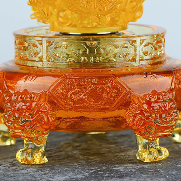 Buddha Stones Feng Shui Drago di buon auspicio Cristallo Liuli fatto a mano Pezzo d'arte girevole Fortuna Decorazione per ufficio in casa