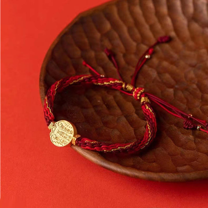 Braccialetto intrecciato con nodo di protezione della reincarnazione fatto a mano , Buddha Stones, cinque direzioni, divinità della ricchezza