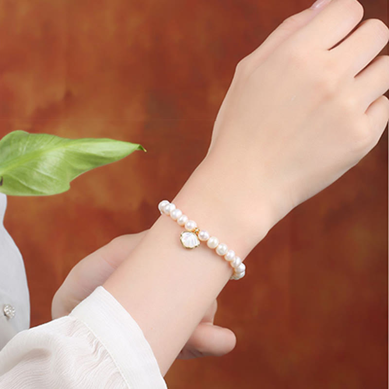 Bracciale con ciondolo in perle di cristallo naturale placcato oro 14K Buddha Stones