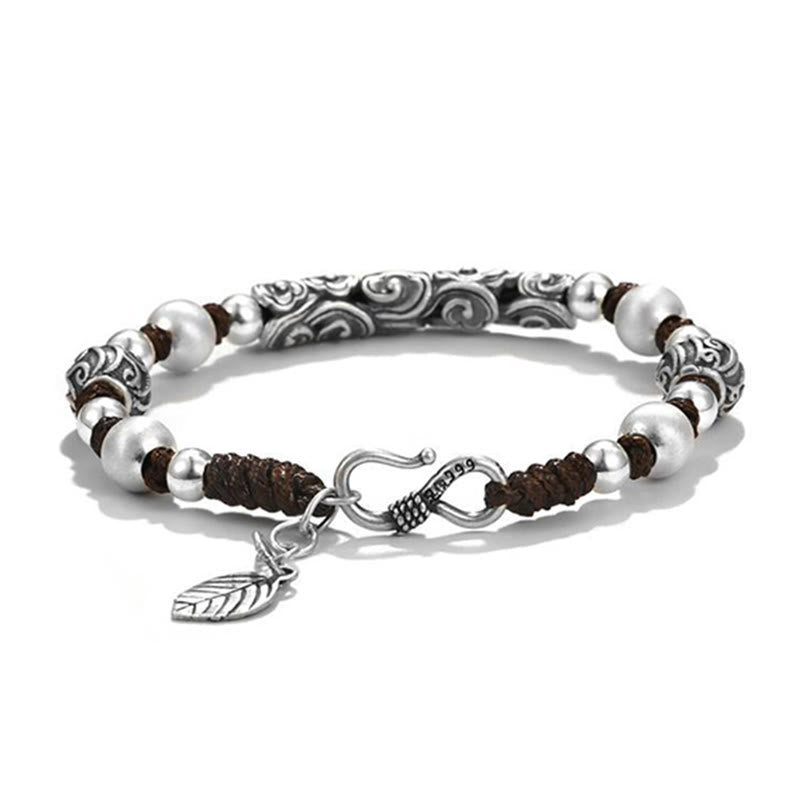 Braccialetto di corda di ricchezza con nuvola di buon auspicio in argento sterling 999 fatto a mano in rame Buddha Stones in Tibet - image 10