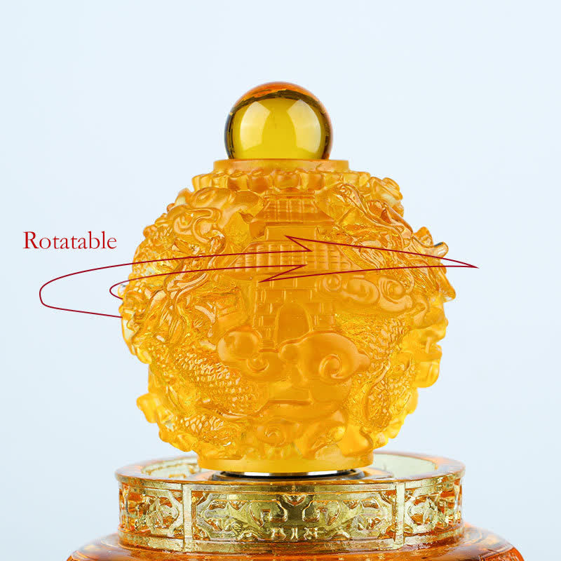 Buddha Stones Feng Shui Drago di buon auspicio Cristallo Liuli fatto a mano Pezzo d'arte girevole Fortuna Decorazione per ufficio in casa