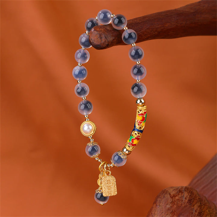 Braccialetto di forza con amuleto in agata blu caramella naturale Buddha Stones