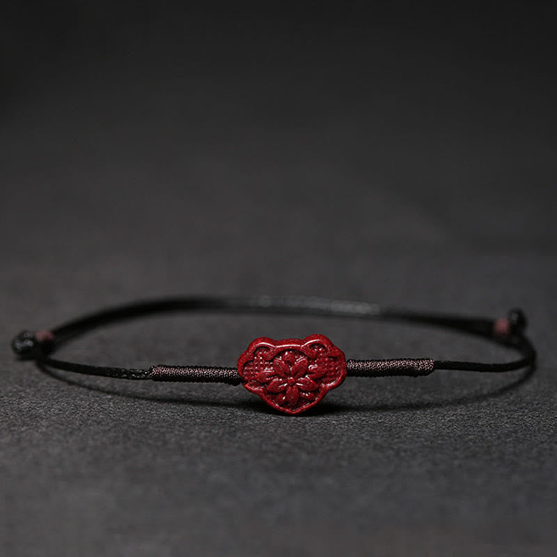 Braccialetto intrecciato con benedizione di Buddha Stones , fatto a mano, con fiore di prugna, quadrifoglio, PiXiu, loto, pesce koi, cinabro