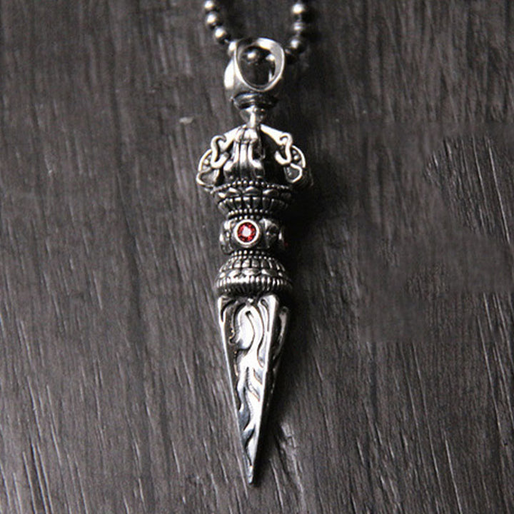 Collana con ciondolo di potere spirituale Vajra in argento sterling 925 Buddha Stones