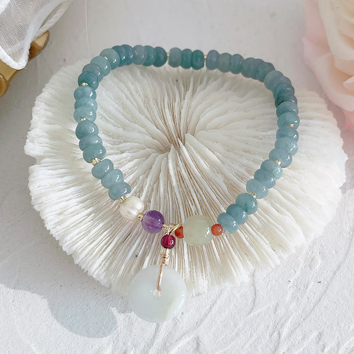 Buddha Stones, giada naturale di Hetian, perle, fibbia della pace, carattere Fu, zucca, borsa dei soldi, quarzo fragola, braccialetto della fortuna PiXiu