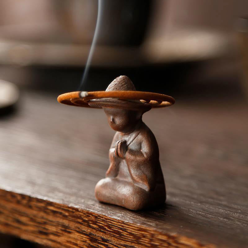 Bruciatore di incenso in ceramica per meditazione e guarigione spirituale di piccole dimensioni