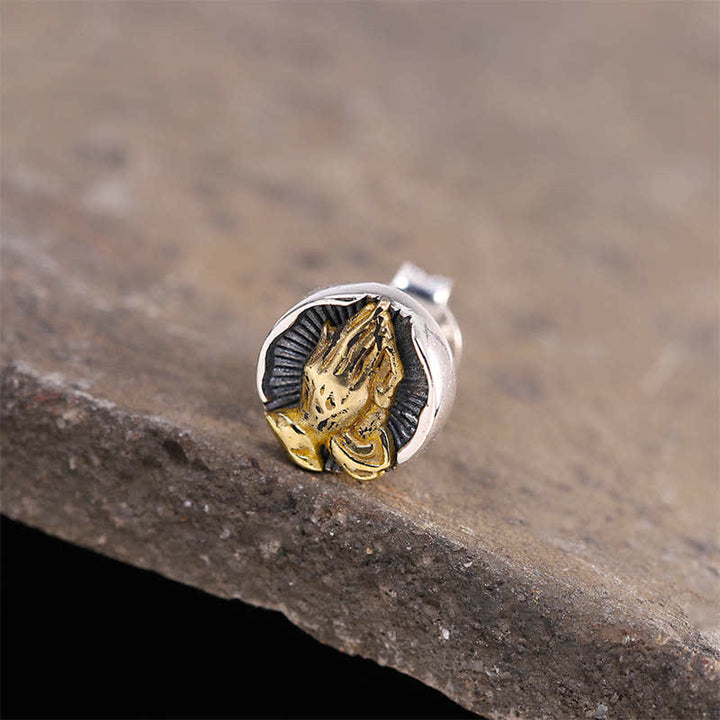 Orecchini a bottone Buddha Stones in argento sterling 925 Namaste Equality