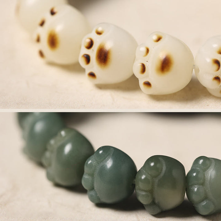 Buddha Stones Semi di Bodhi naturali Zampa adorabile Braccialetto di saggezza del gatto fortunato in legno di ebano - image 16