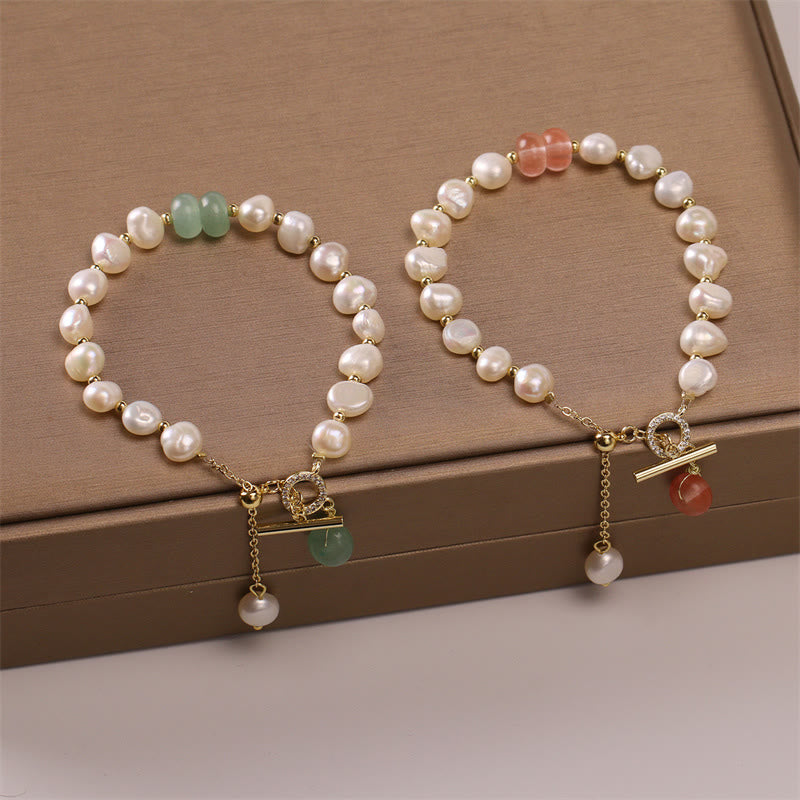Braccialetto a catena curativo con perle di quarzo fragola verde Buddha Stones