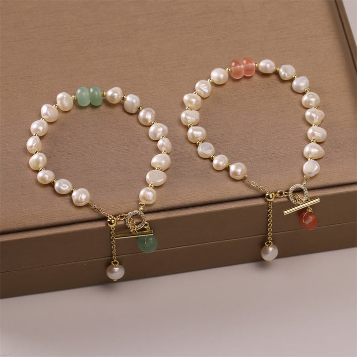 Braccialetto a catena curativo con perle di quarzo fragola verde Buddha Stones