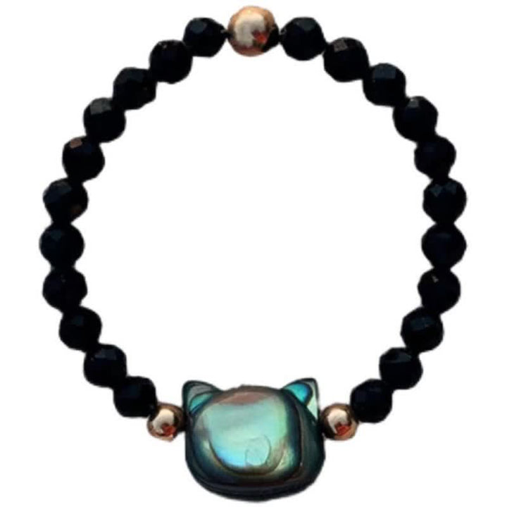 Buddha Stones Pietra Tridacna Naturale Gatto Grazioso Anello di Benedizione in Oro 14K - image 10