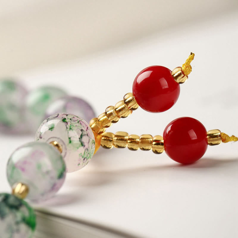 Braccialetto di armonia con perline di vetro Liuli Buddha Stones Blessing