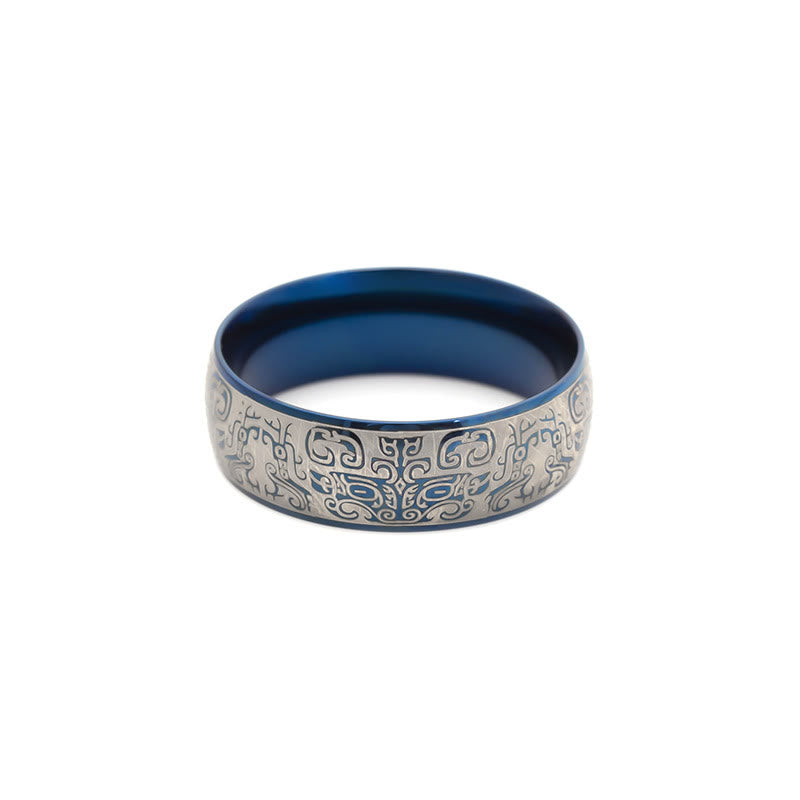 Anello in acciaio al titanio Buddha Stones, creatura mitologica fortunata Taotie